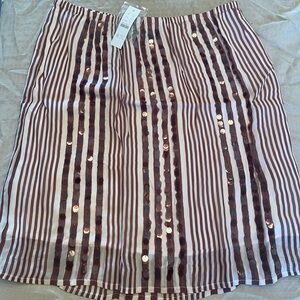 J Crew Collection Gwen knee-length layered slip skirt in sequin-striped chiffon